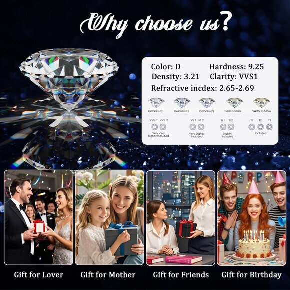 Women’s Silver Moissanite Heart Necklace 2.4x Fire Diamond Gift - Picture 7 of 7